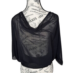New York & Company Women’s Blouse XS Sheer Black Stretchy Short Sleeves NWT